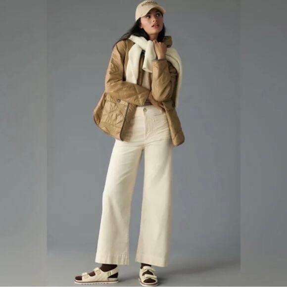 Anthropologie Pants - Anthropologie Maeve 31 The Colette Cropped Wide Leg Pants Corduroy Cream / Ivory